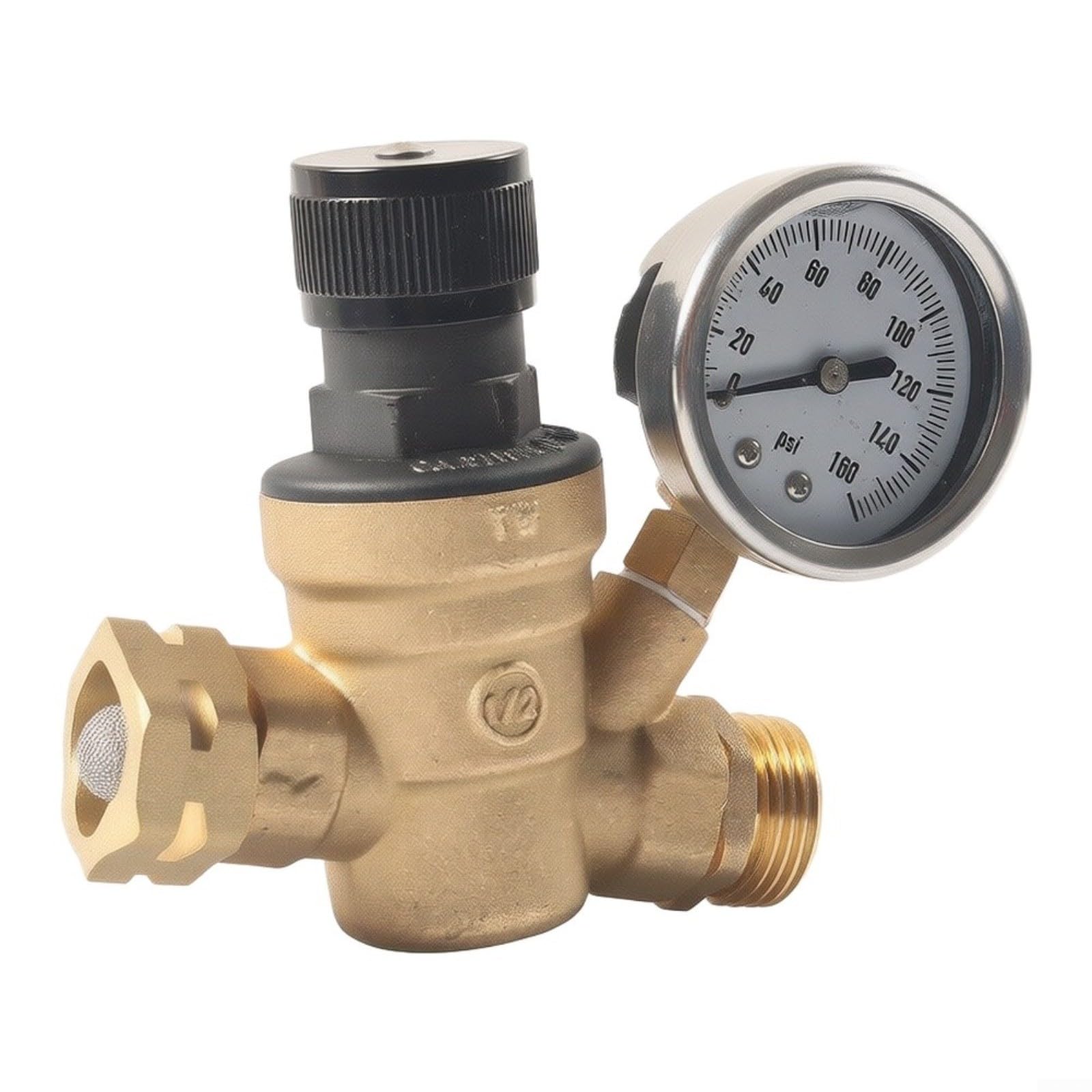 Réducteur de pression d'eau réglable 3/4" GHT avec manomètre pour camping-car et camping, vanne de limitation de pression en laiton