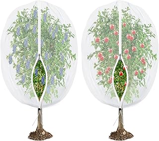 Fruit Tree Netting for Cicadas - with Zipper 2 Pcs 6 x 5.3FT Garden Bird Netting for Blueberry Bushes with Drawstring,Insect Plant Protection Mesh Net Bags for Tomato,Cicada,Animals (2, 5.3 x 6 FT)