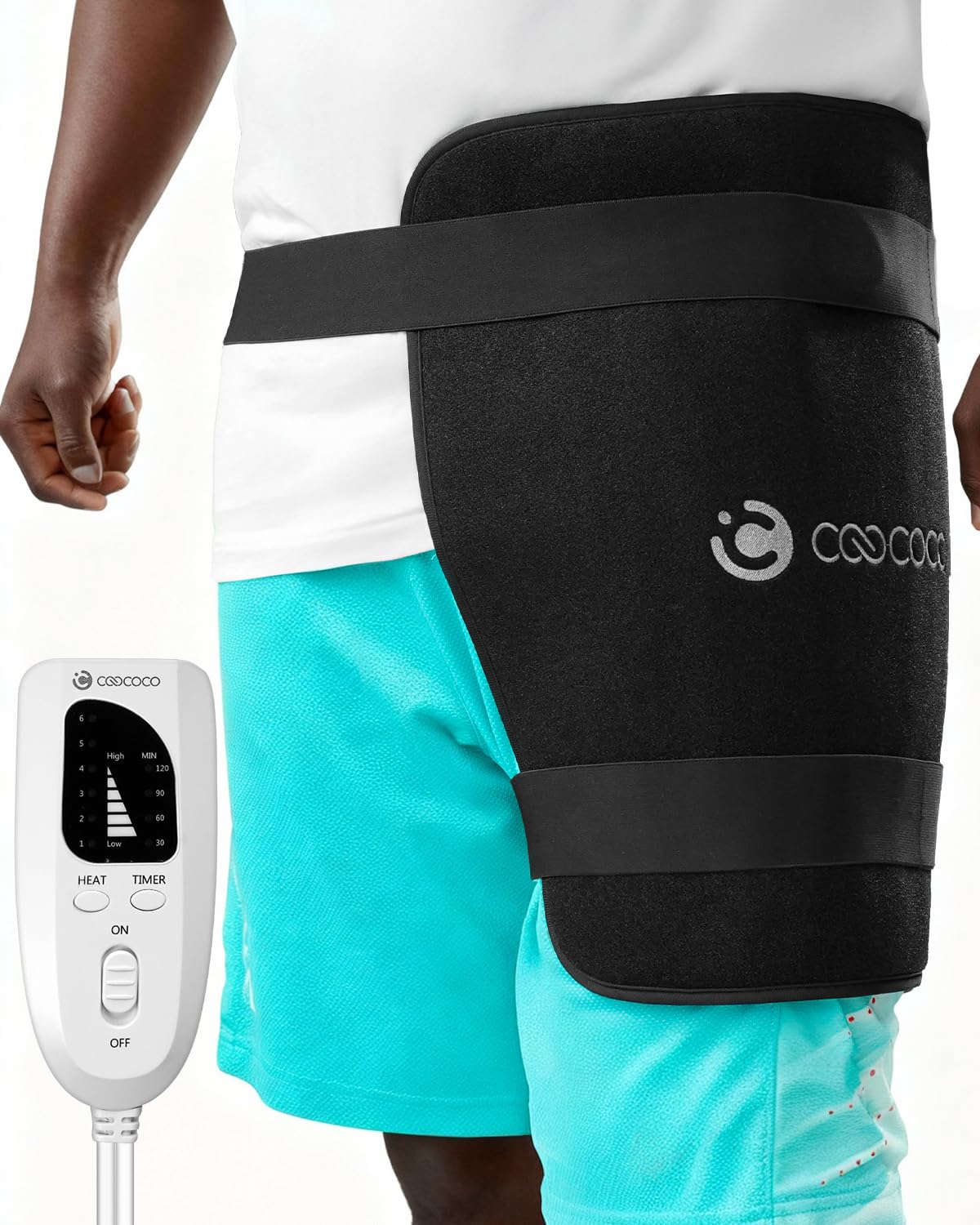 CooCoCo Hip Heating Pad for Hip Pain Relief, FSA Eligible Electric Hip Brace for Sciatica Pain Relief, Upgraded Heating Speed and Larger Heating Area, 6 Heating Levels, Auto-Off Timer, Hsa Store