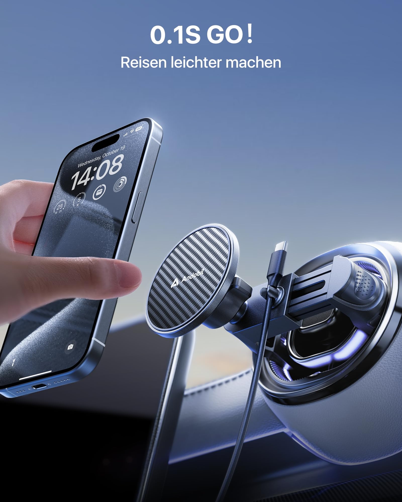 andobil Handyhalterung Auto für MagSafe Autohalterung Runde lüftung[20xN56 Stärkste Magnete]Magnet KFZ Handy Halterung für Mercede Benz A/B/C/E/S-Klasse/Sprinter/W206/ Audi zubehör für iPhone Samsung