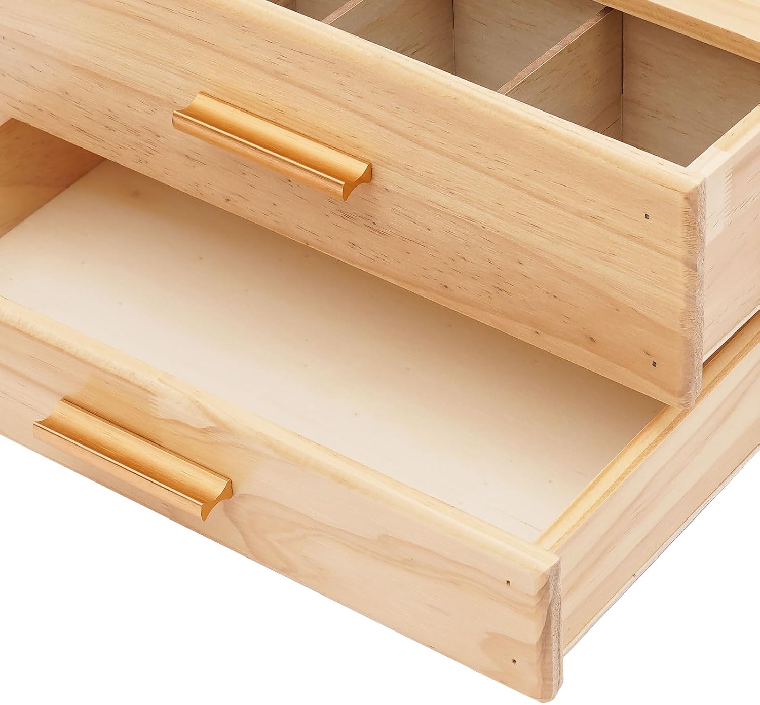 Solid Wood Tea Bag Organizer,2-Tier Tea Organizers and Storage Box with 8 Compartments,Tea Caddy for Tea Bags Storage Drawer,Tea Station Chest Display Wooden-13"L×7.9"W×6.9"H (Log color)