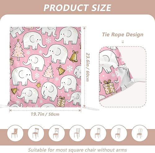 Miniatura 2 de Cute White Elephant Pink and Gold Dining Chair Slipcovers Anti-Dust for Home, Restaurant, Banquet Set of 2 decoración Parson Chair Covers