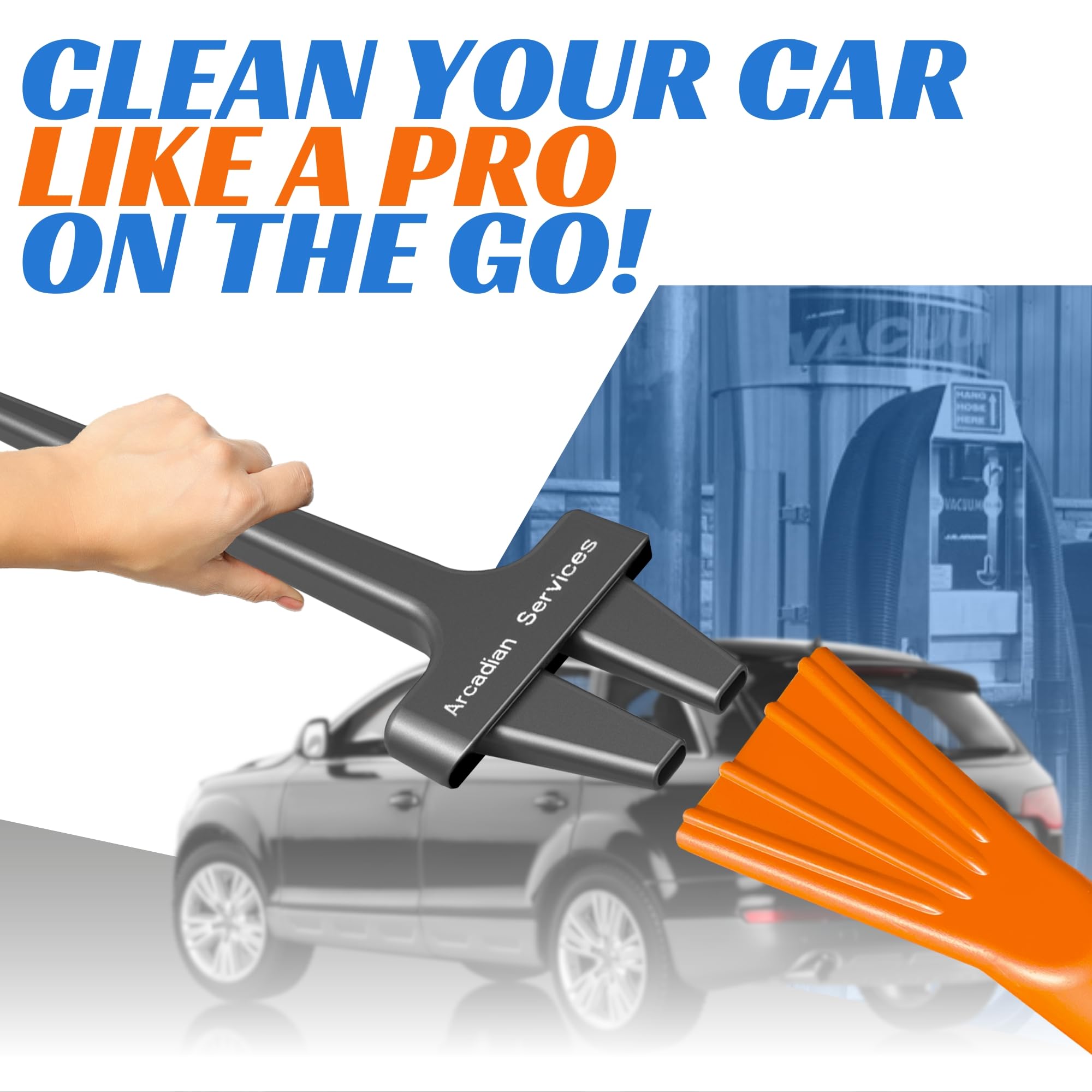 The Tool Vacuum Attachment/Ice Scraper All-in-ONE, Fits Car Wash, Gas Station & Home Vacuums Ultimate Universal DIY Auto Accessory, Messy Travelers Deep Cleaning Crevice Interior Car Detailing Black