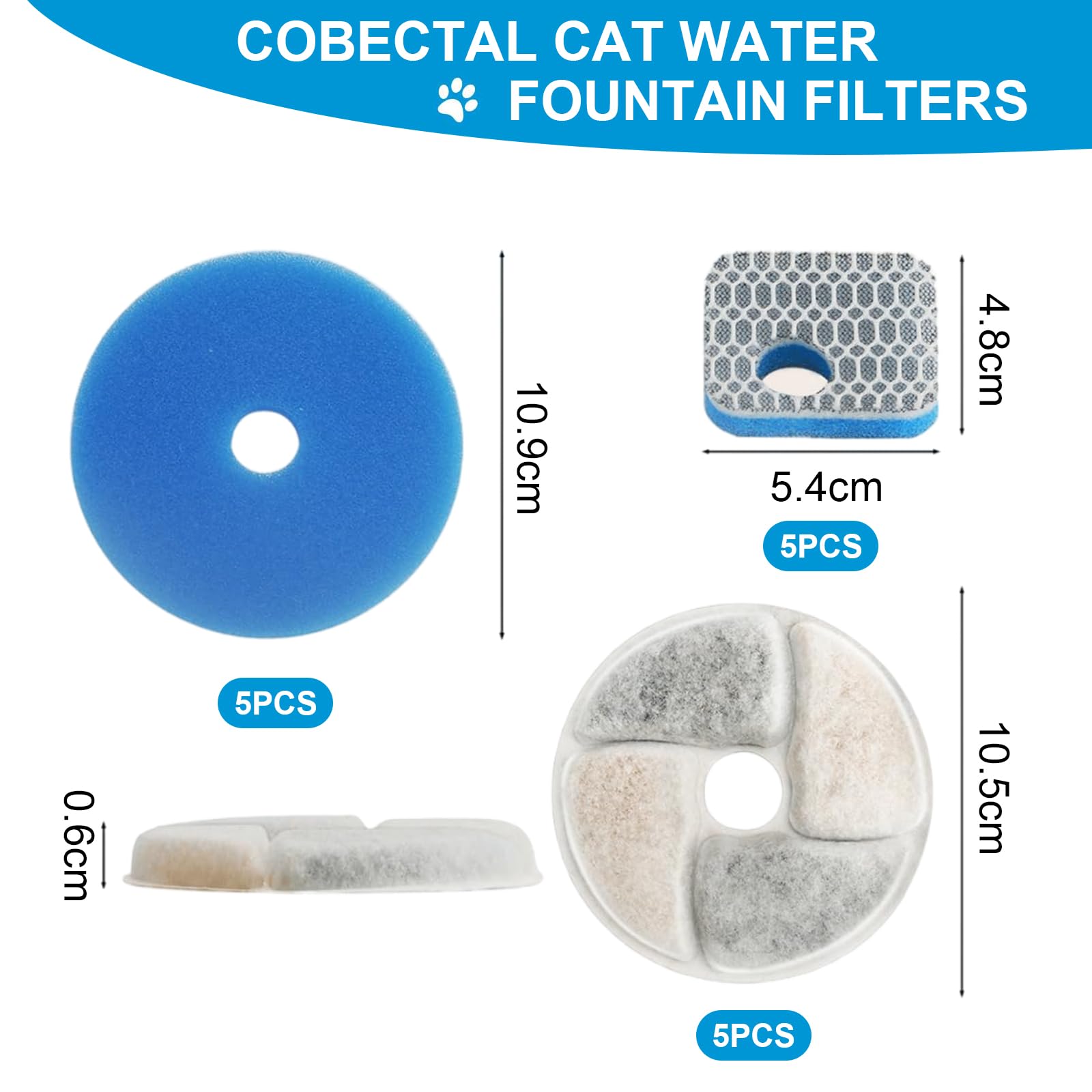 Kabwea 6 Piece Cat Water Fountain Filters - Image 2