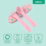 Bentgo® Kids Plastic Utensil Set - Reusable Fork, Spoon & Storage Case, PFAS- & BPA-Free, Easy-Grip Handles, Lightweight, Dishwasher Safe, School Lunch, Travel & On-the-Go (Tropical)