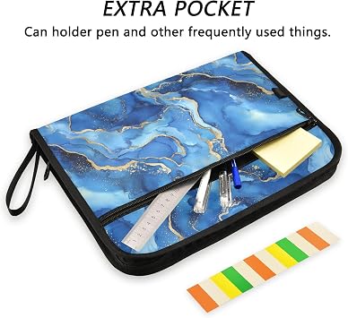 13 Pocket Zipper Expanding File Folder A4 Blue Marble
