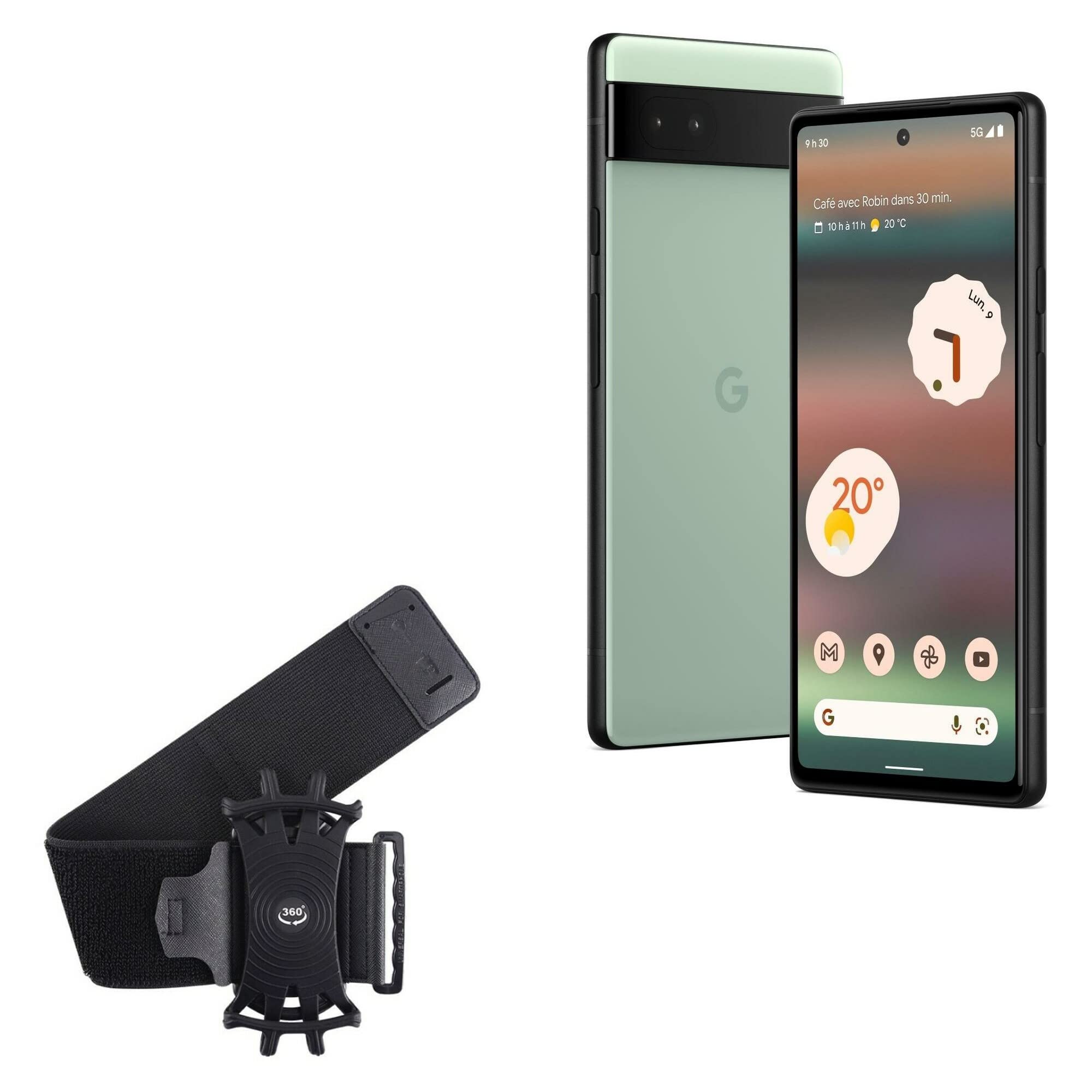 BoxWave Holster Compatible with Google Pixel 6a - ActiveStretch Sport Armband, Adjustable Armband for Workout and Running - Jet Black