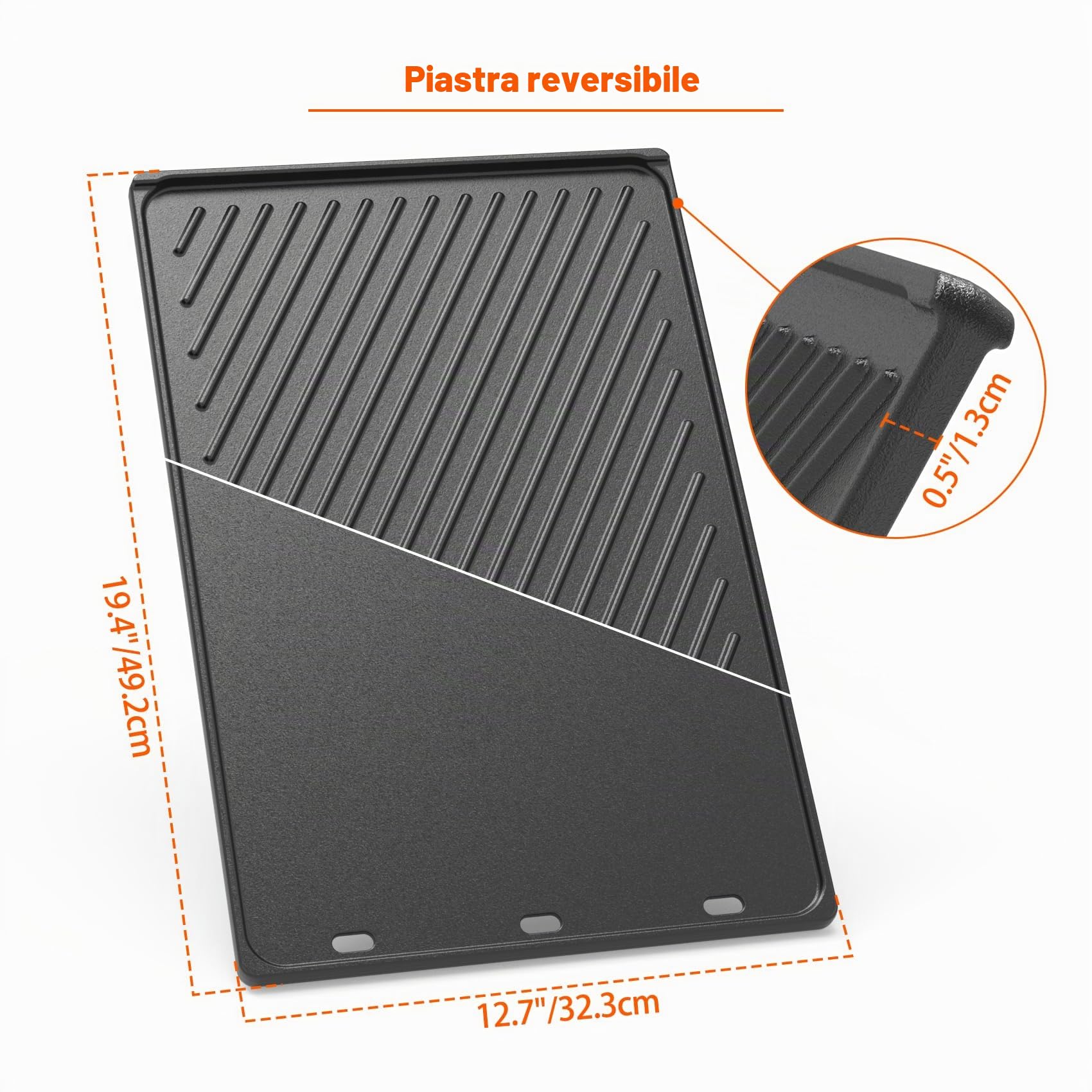 Onlyfire Piastra in Ghisa per Griglie a Gas Weber Genesis 300 series, Genesis E/S-310/320/330, EP-310/320/330 (2007-2016), Piastra Reversibile, Ricambio per Weber 7528