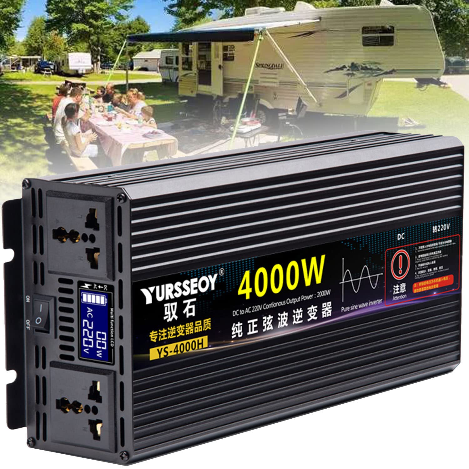 2200W 2800W 3500W 4000W 4500W 5500W 6500W 8500W falownik czysta fala sinusoidalna 12V 24V 48V 60V 72V do 230V przetwornica napięcia samochodowego przetwornica napięcia przetwornica prądu,4000W-12V