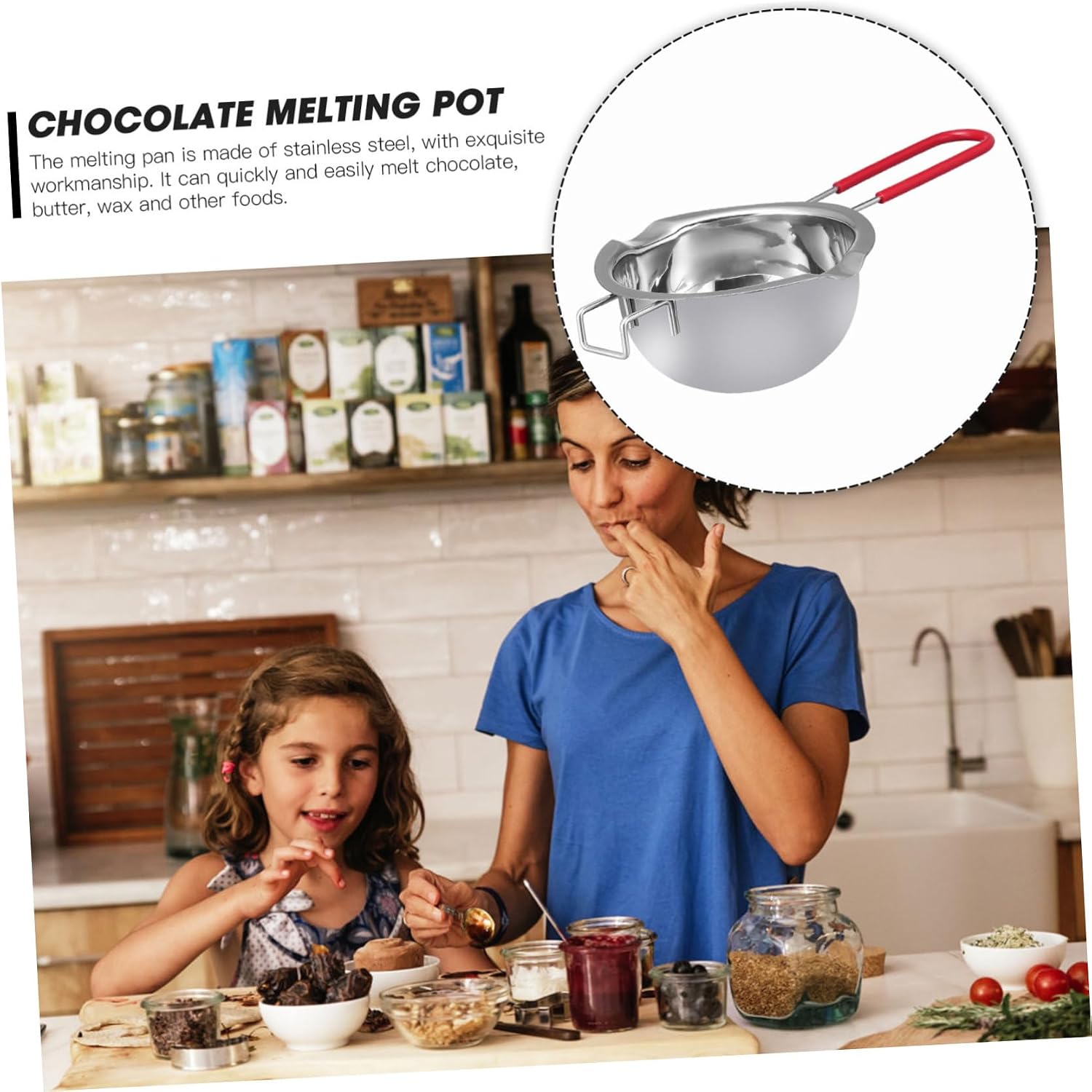 Ciieeo 2pcs Stainless Steel Melting Pot Handle for Chocolate Cheese and Butter for Baking and Candy Making
