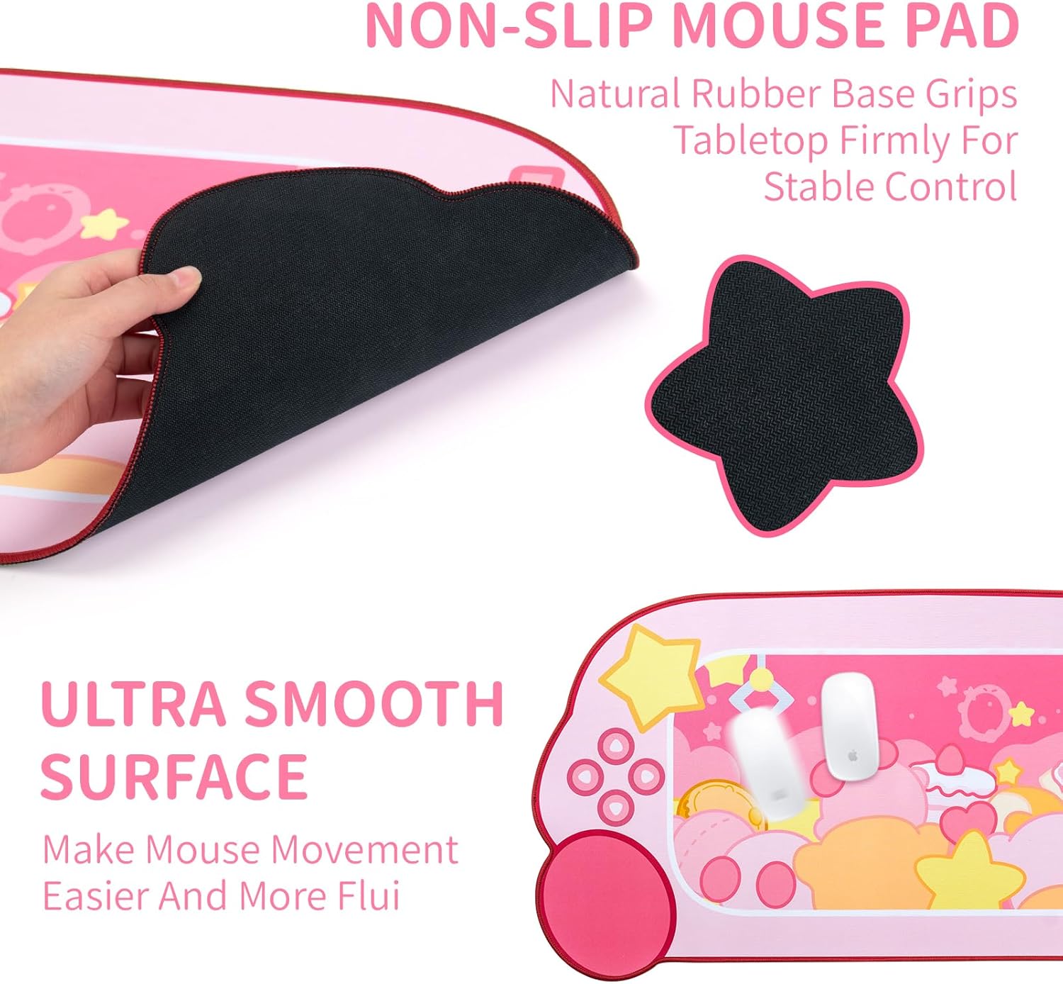Star Claw Machine Mouse Pad - Kawaii Keyboard Gaming PC Laptop Mat, Large Non-Slip Rubber Base Desk Mat for Keyboard and Mouse Desk Blotter Protector (Star Claw Machine)