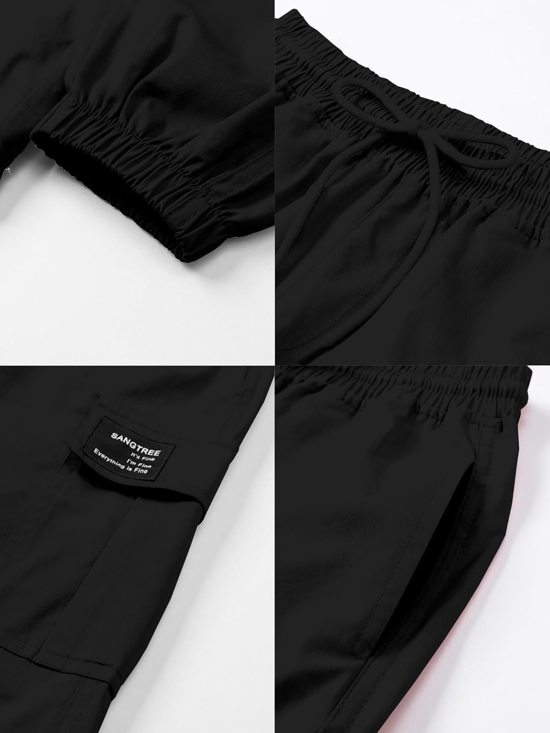 SANGTREE Girls & Womens Drawstring Cargo Jogger Pants,3 Years - Women 3XL - Image 6