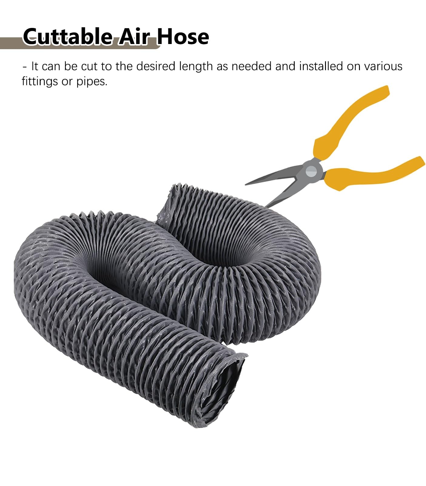 Manguera de Ventilación Manguera Flexible para Conductos de Aire con Abrazaderas, Manguera de Secadora Con Ventilación de Tejido de Nailon de 2/5/8/10 m, Manguera de Escape(125mm(4 7/8"),10m(32.8ft))