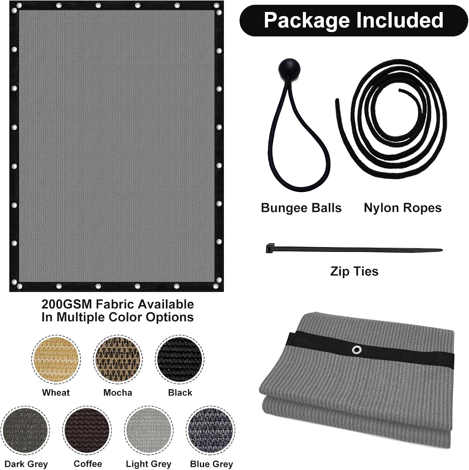 Artpuch Pergola Shade Cover with Grommets 8x12 FT 90% UV Block Outdoor Sun Shade Cloth Privacy Screen for Patio (Customized Available) Light Grey