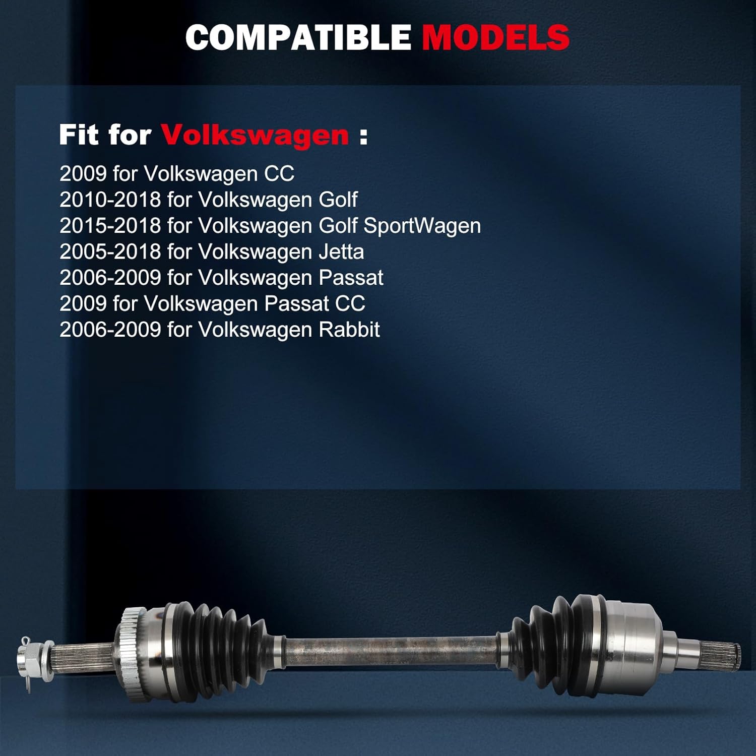 CCIYU 66-7333 Front CV Axle Shaft Assembly For Volkswagen Jetta 2005-2018 CC For Golf SportWagen Passat CC Rabbit,Automatic trans,Front Left Driver Side