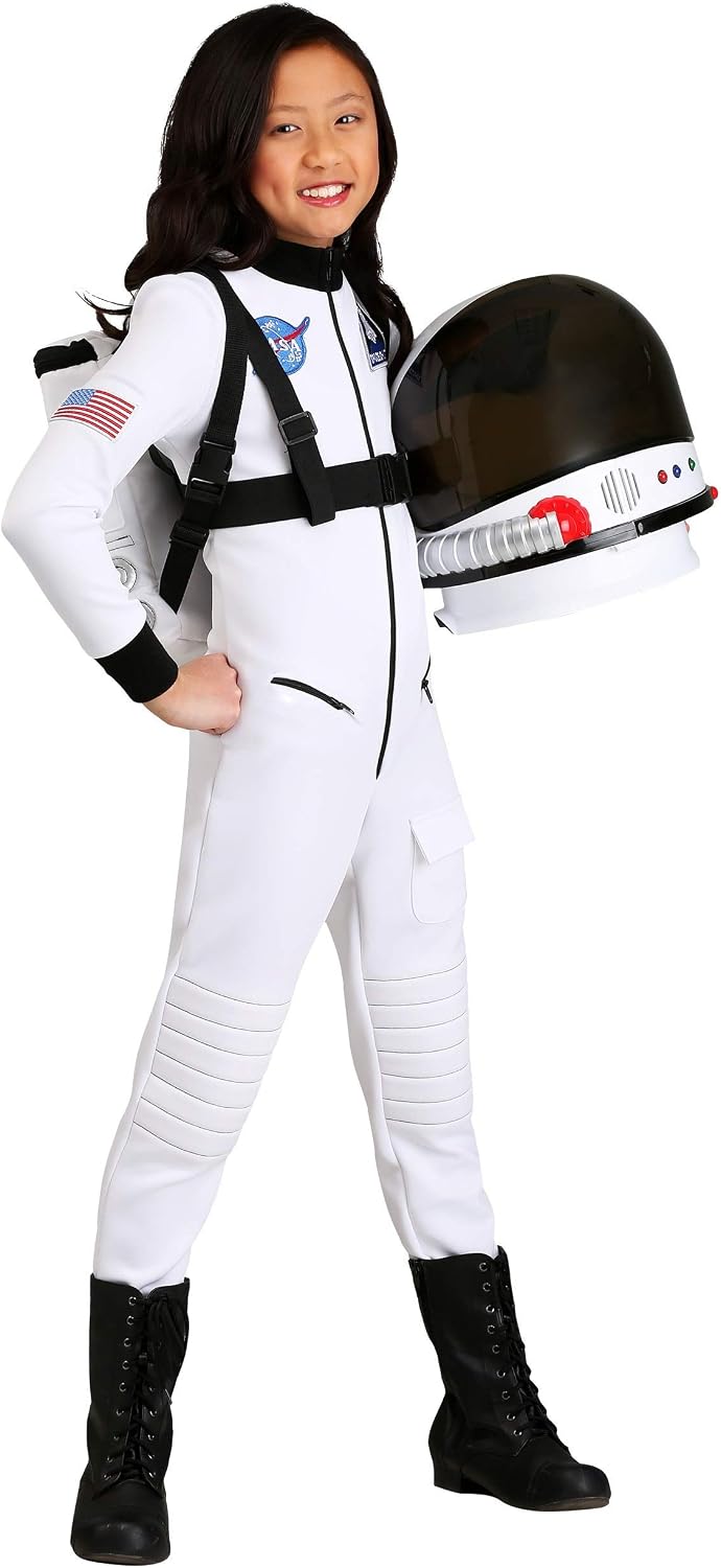 Fun Costumes Girls Astronaut Jumpsuit, Kids Halloween Costume, Rocket Ship Flight Suit Role Play Ensemble