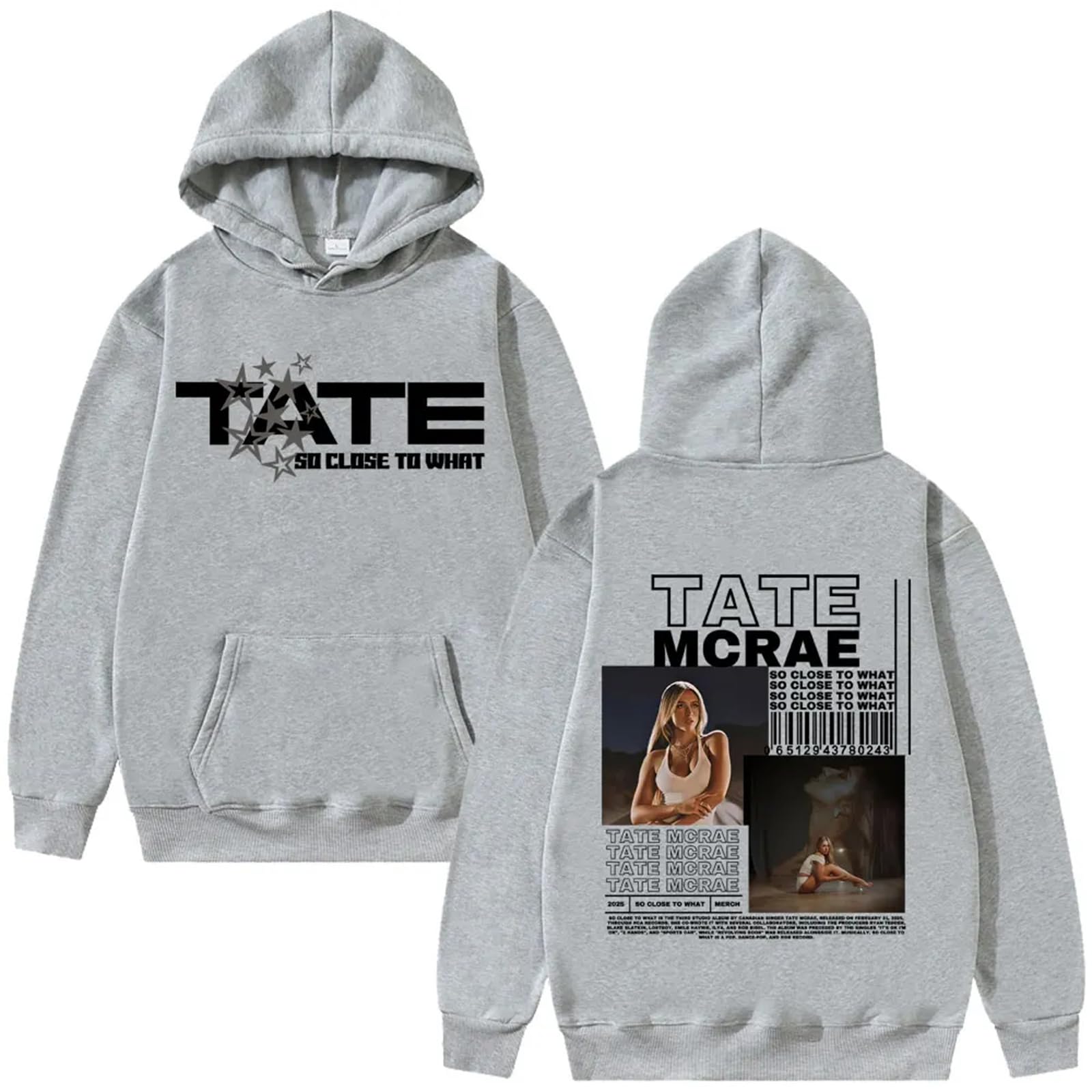VBPOIYB Casual Oversized Hoodie Ta-te Singer Mcr-ae Album Hoodie Tour 2025 Men Women Hip Hop Street Sweatshirt (Grey,S)