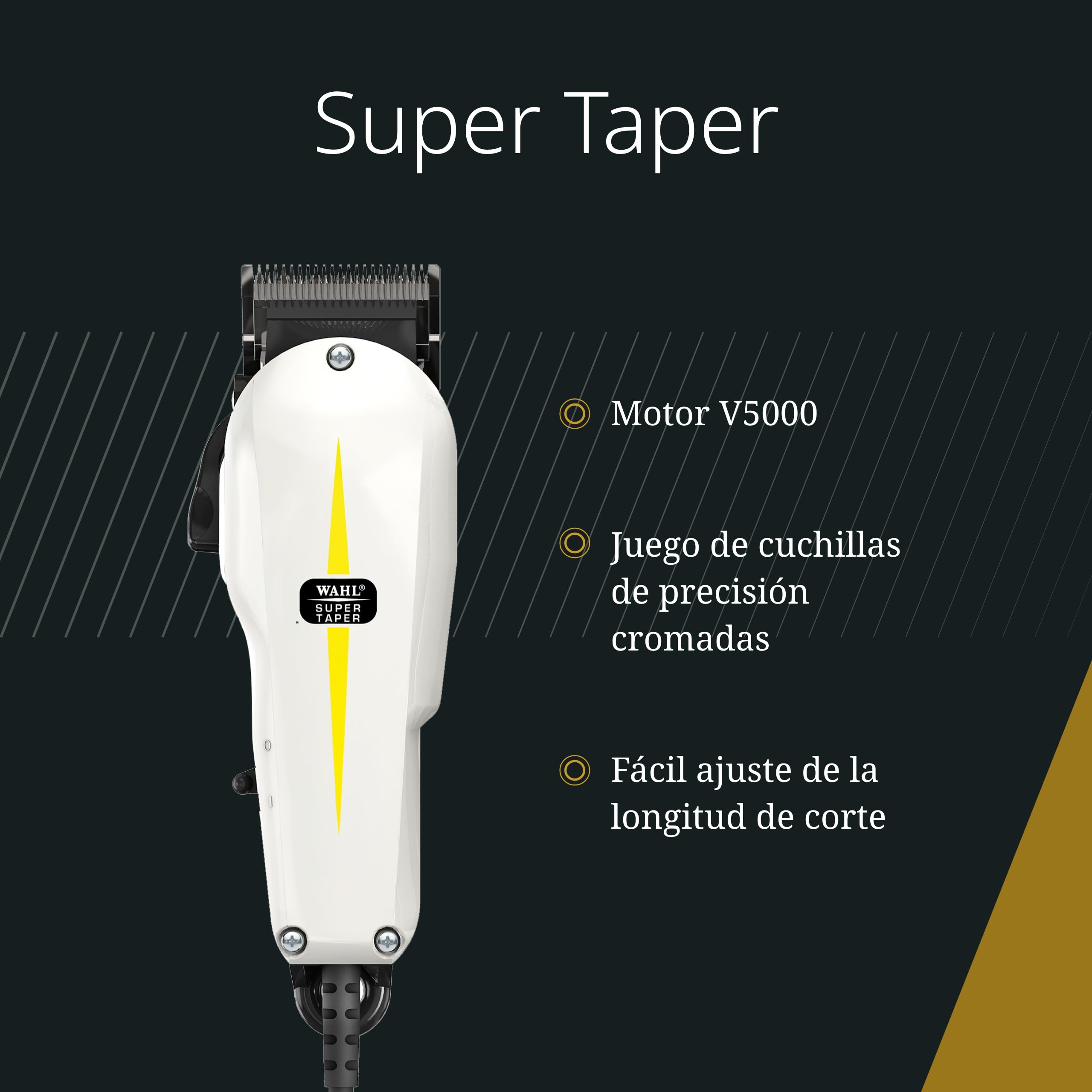 Wahl Super Taper Maquina Cortapelos Cuchillas Cromadas Corriente Alterna Blanco