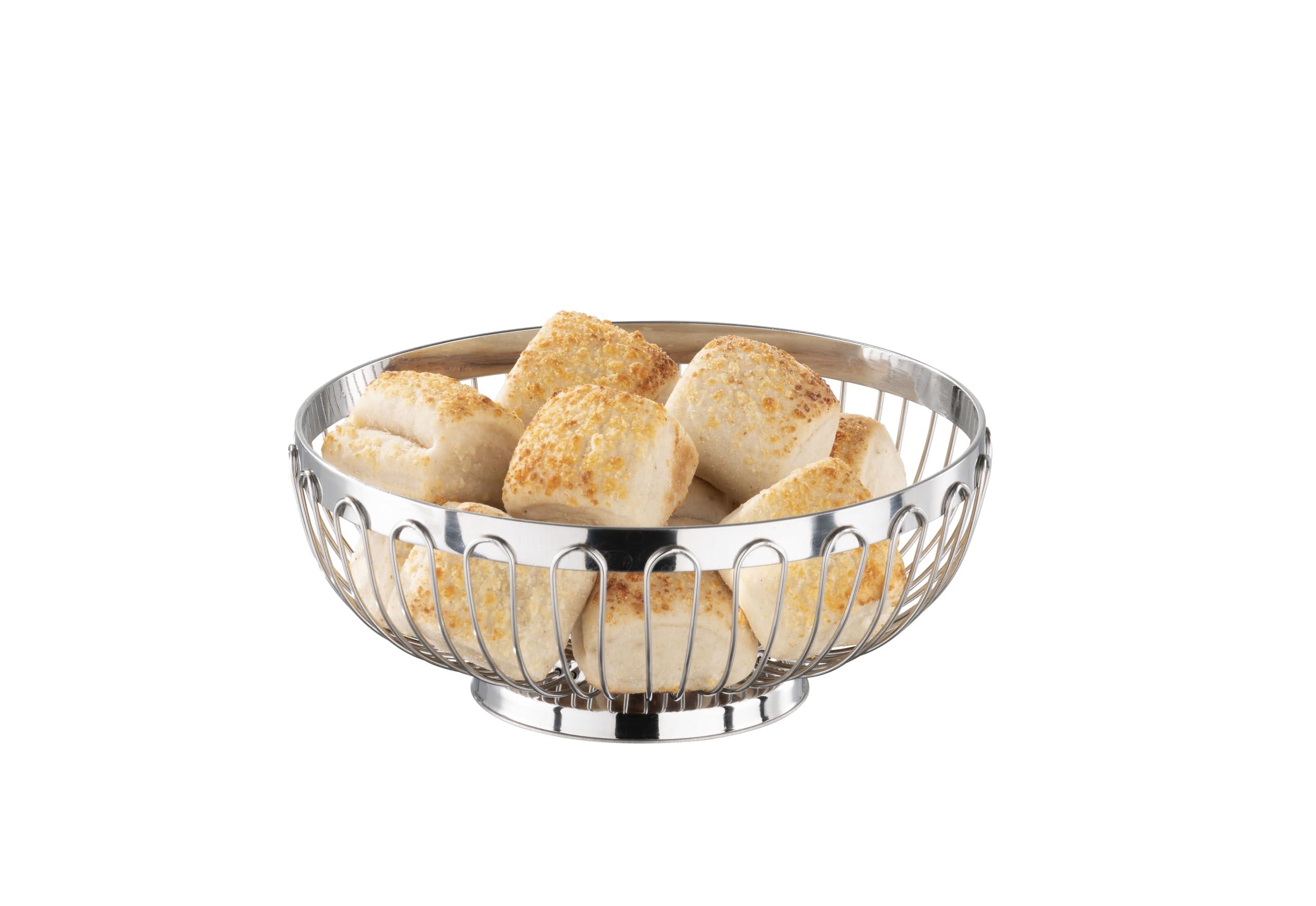 APS 30230 - Cestino in acciaio INOX lucidato a specchio per pane o frutta, Ø 25,5 x 9,5 cm