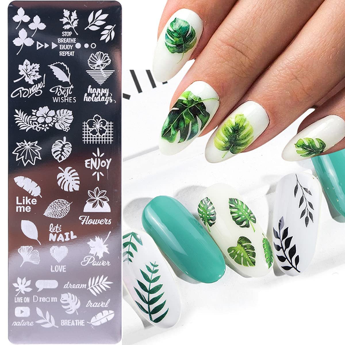6 Pezzi Set di Nail Art Stamping Stampini, Nail Art Template Stencil Piatti Piastra per Unghie, Unghie e Timbro Stamper Scraper Manicure per Unghie