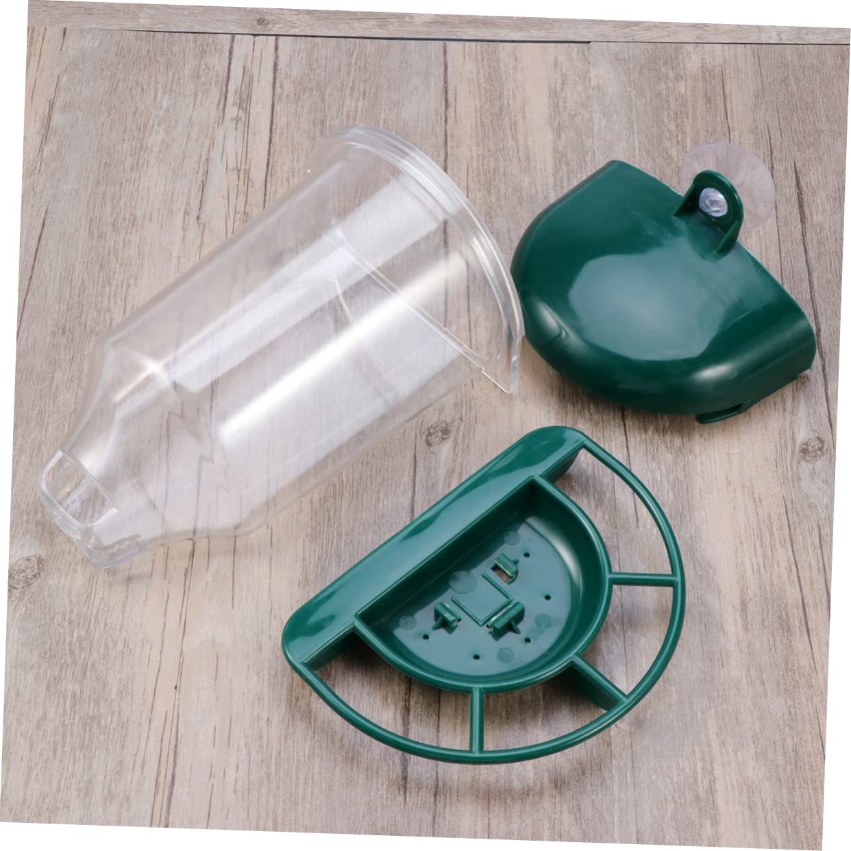 Mangiatoia per Uccelli in Plastica Verde con Ventose, 2 Pezzi