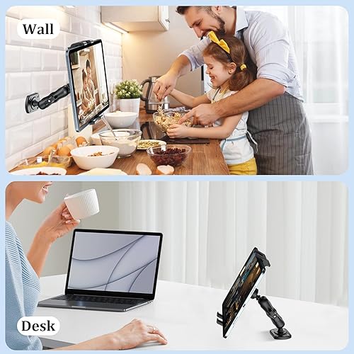 Miniatura 3 de OHLPRO Soporte para tablet para tablero de automóvil y camión, soporte resistente para iPad con base de taladro, brazo giratorio de 360°, compatible