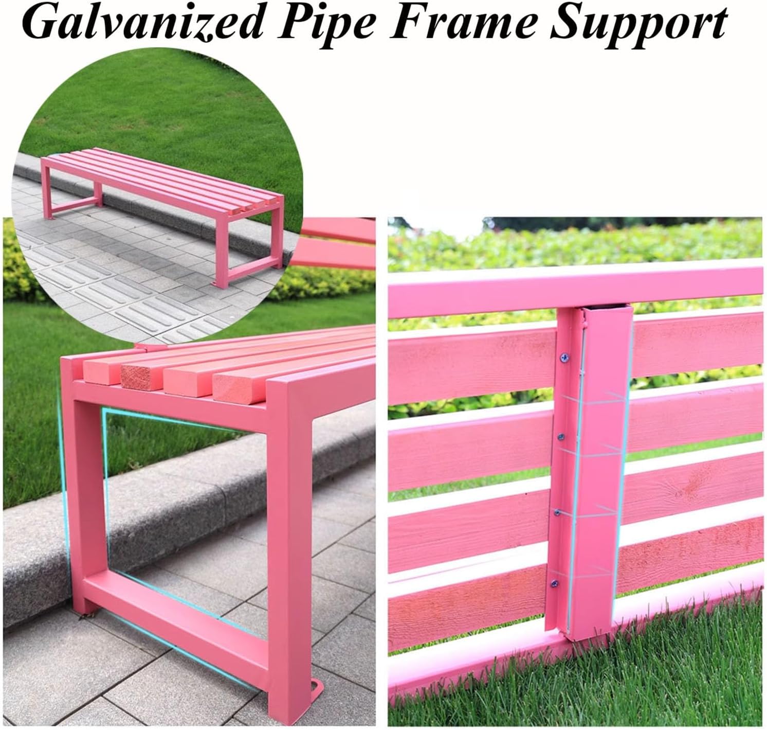 Outdoor Garden Bench Porch Bench L 100 120 150 cm Beautiful Color Bench for Patio Poolside Balcony Yard Foyer Lawn Living Room Seats 2 Person(Blue 100cm)