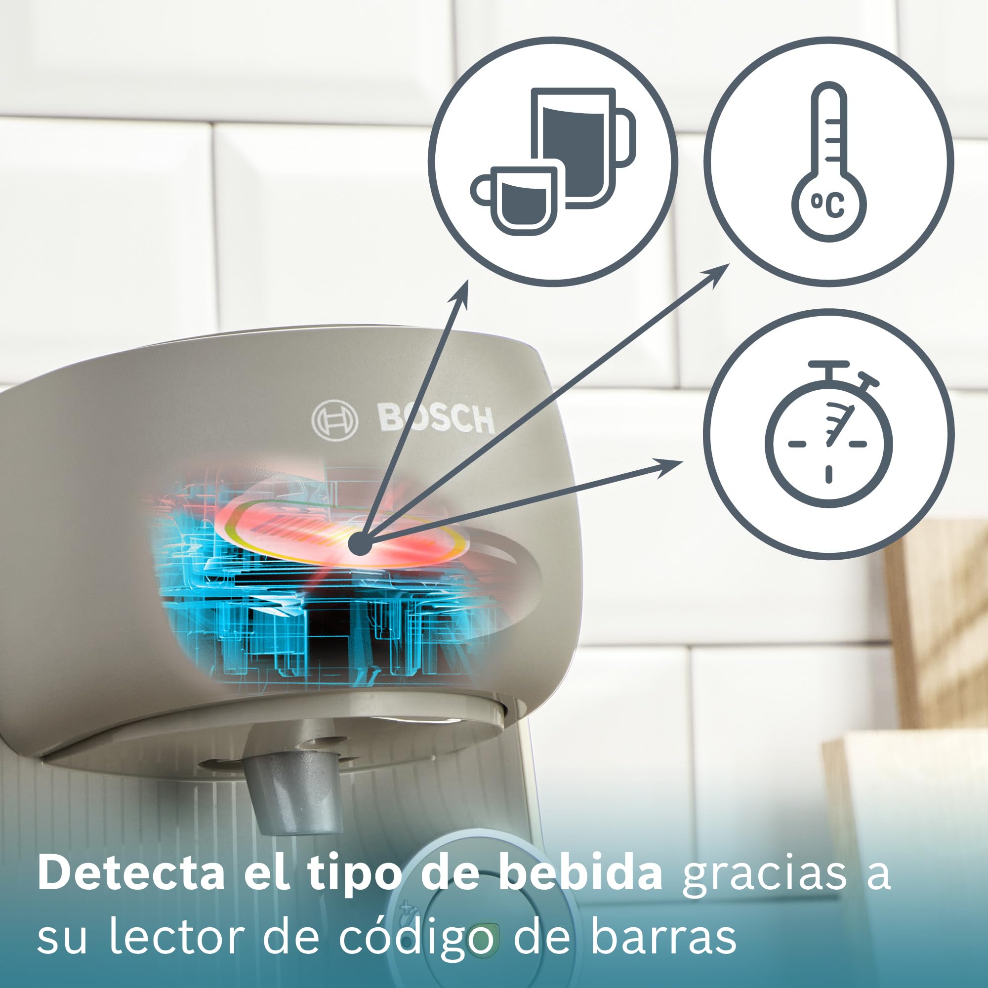 Bosch - Cafetera Multibebida Tassimo Finesse Friendly, 1400W, INTELLIBREW™, Beige, TAS167P