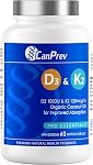 CanPrev - D3 & K2 Vitamin Supplement 240 Softgels 240-Day Supply, K2 MK7 Cholecalciferol Vitamin D3 Supplement, Organic Coconut Oil for Improved Absorption - Helps Build & Maintain Teeth & Bone Health