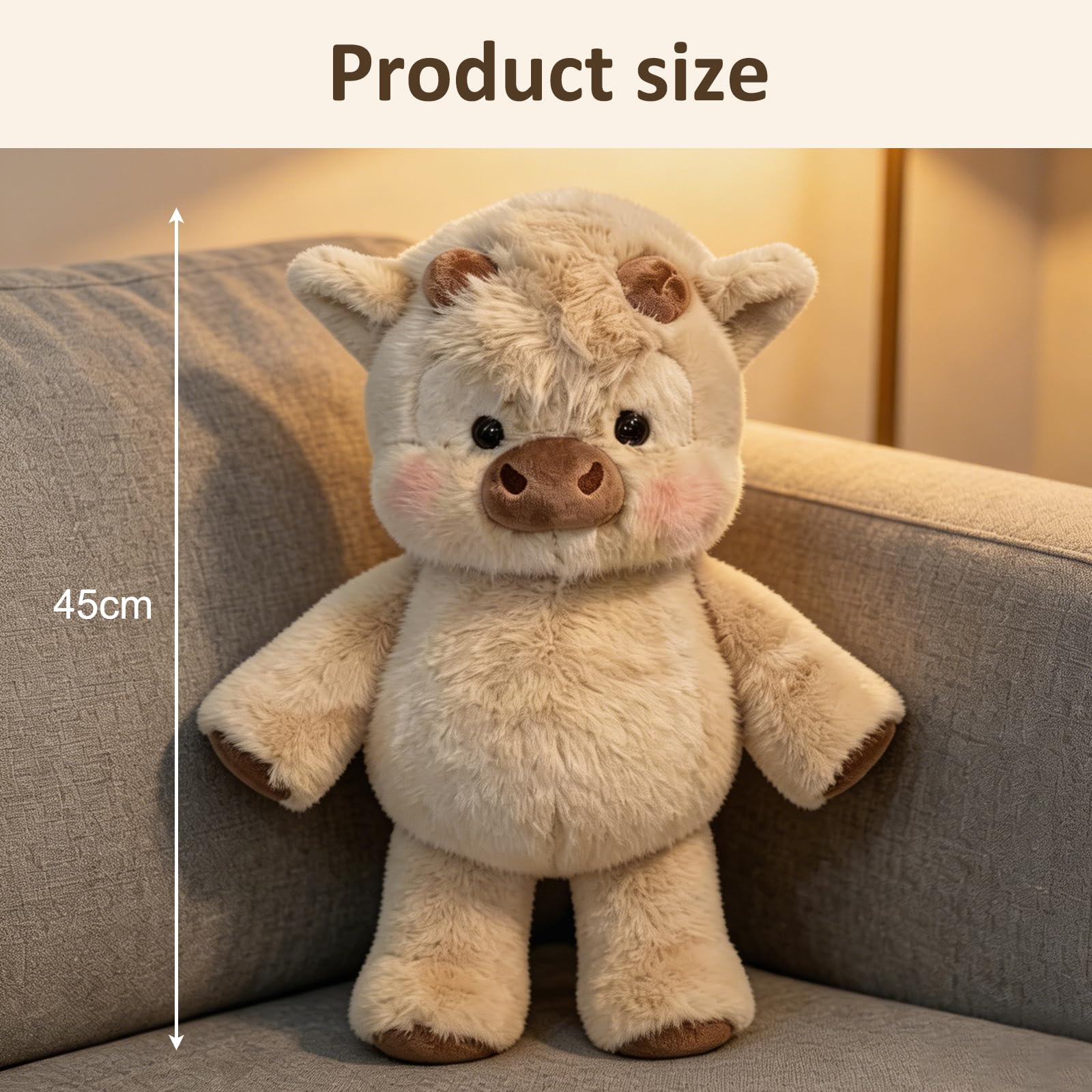 Peluche Que Corre, 45 cm Juguete Suave De Becerro Corriendo, Peluche De Vacas Highland, Peluches de jabalís, Vaca Que Corre Peluches, para Abrazar, Jugar y Decorar La Habitación (A)