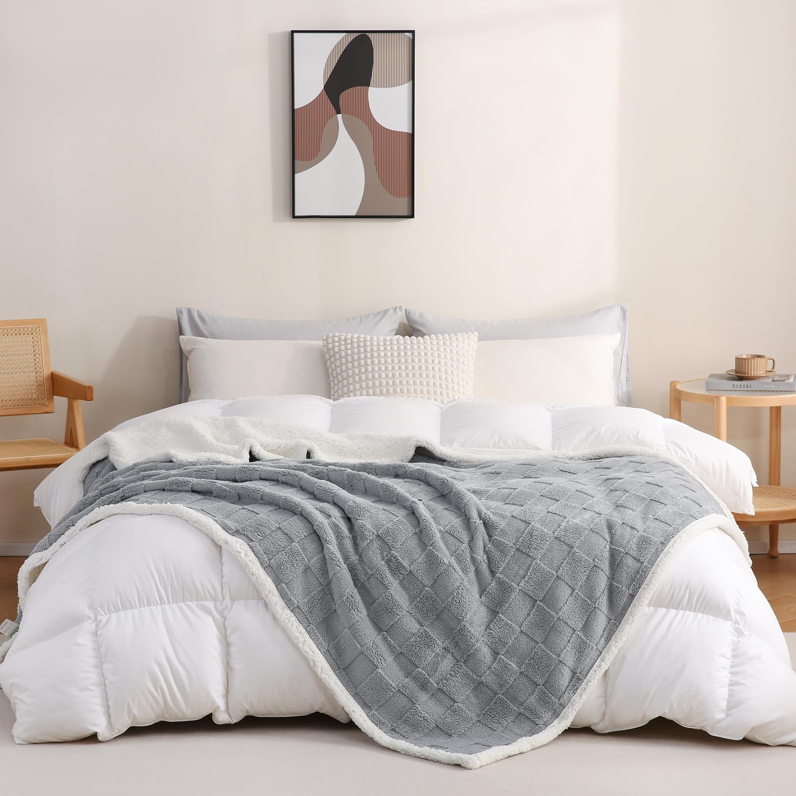 Gracelife Sherpa Blanket Throw Fleece Blanket Double - Image 3