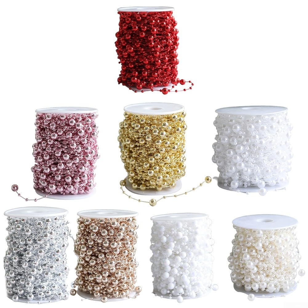 Guirlande De Perles Dorée 10 Mètres - Décoration Brillante Pour Sapin, Cheminée, Mariage Et Fêtes