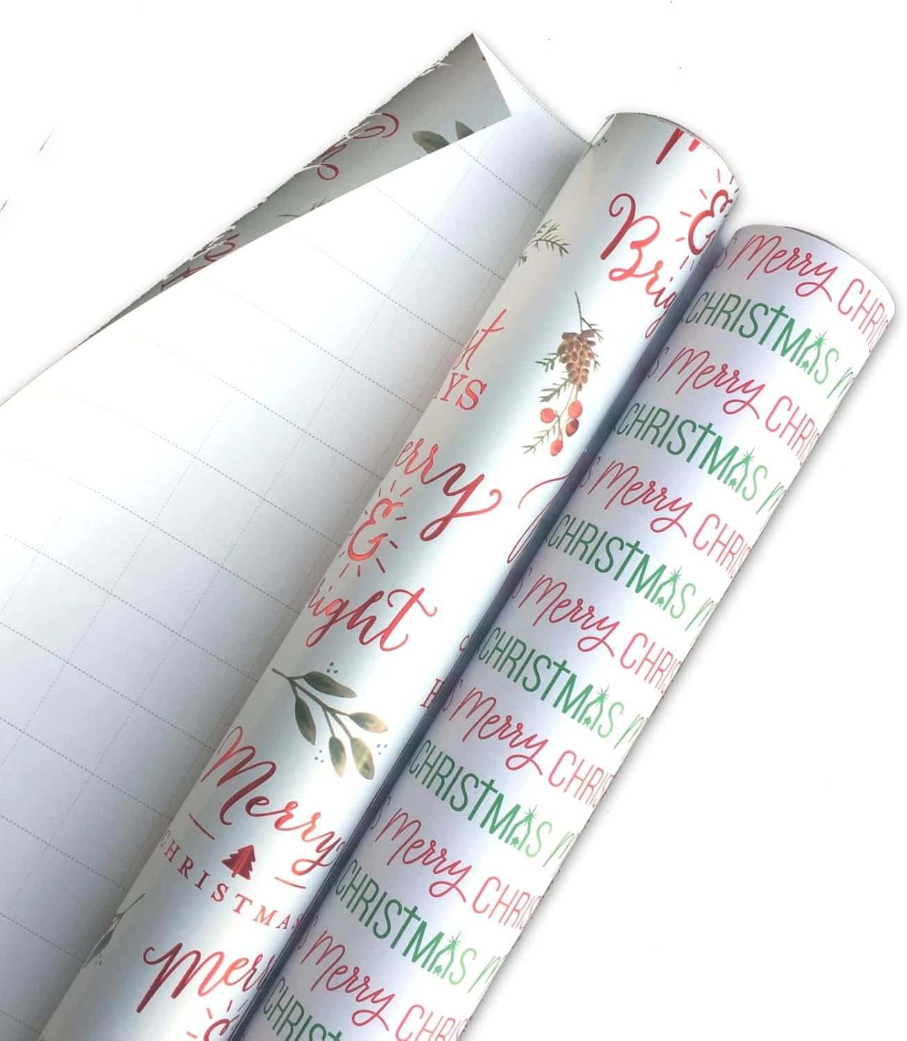 Religious Christmas Wrapping Paper (2 Rolls 160 Sq. Ft. Total), Red and Green