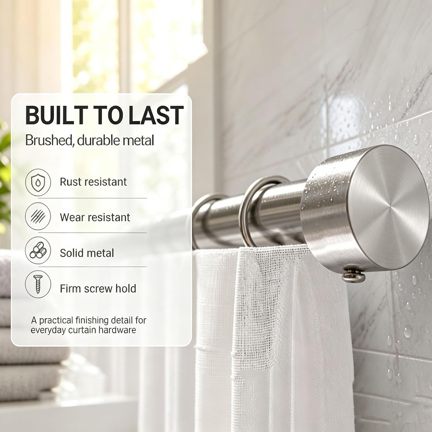 2Pcs Modern Iron Finials,Flat Aluminum Sealing for Curtains‌