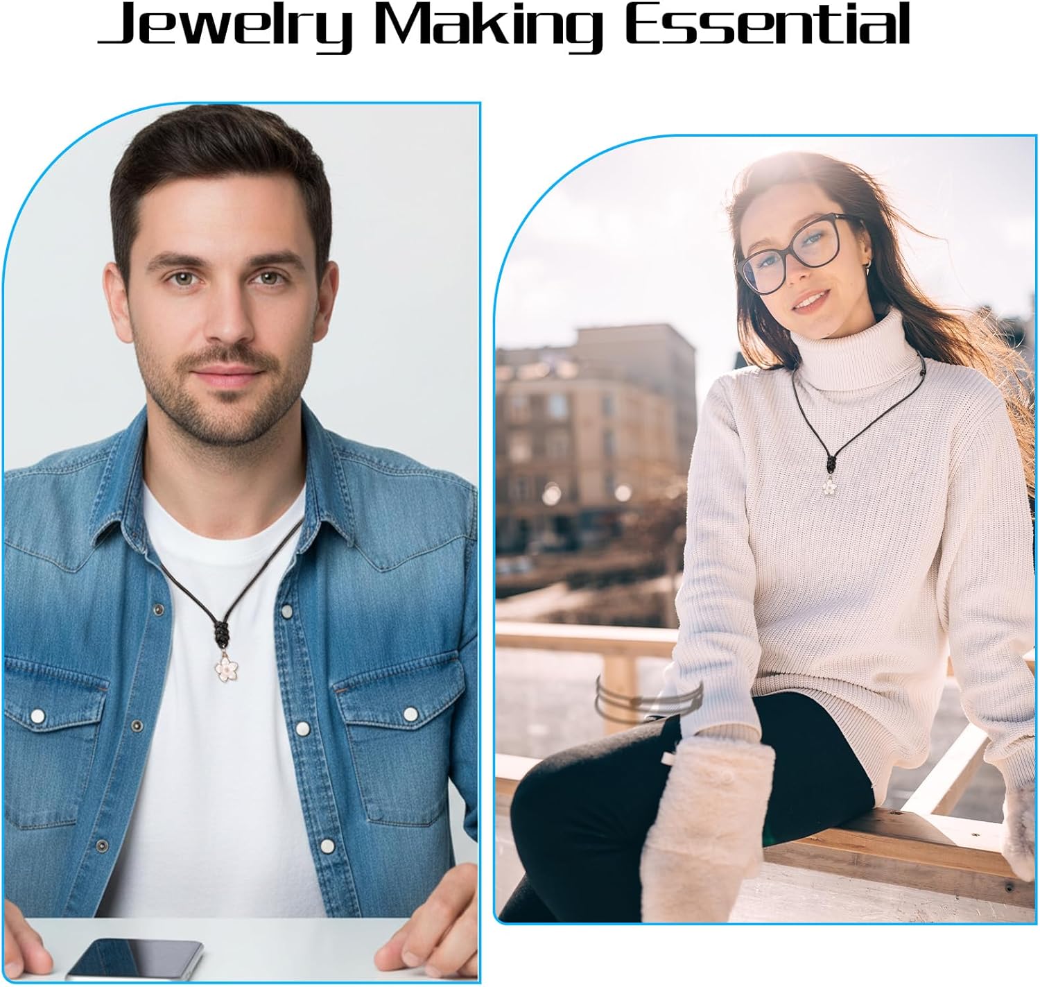 12PCS Black Necklace Cord Adjustable Necklace String Waxed Black Necklaces Cord with Metal Rings for Pendants Men - Image 5