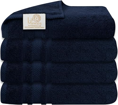 Toallas de baño 100% algodón turco, suaves y absorbentes, para baño, calidad de hotel y spa, 4 piezas, toallas de ducha para habitación y