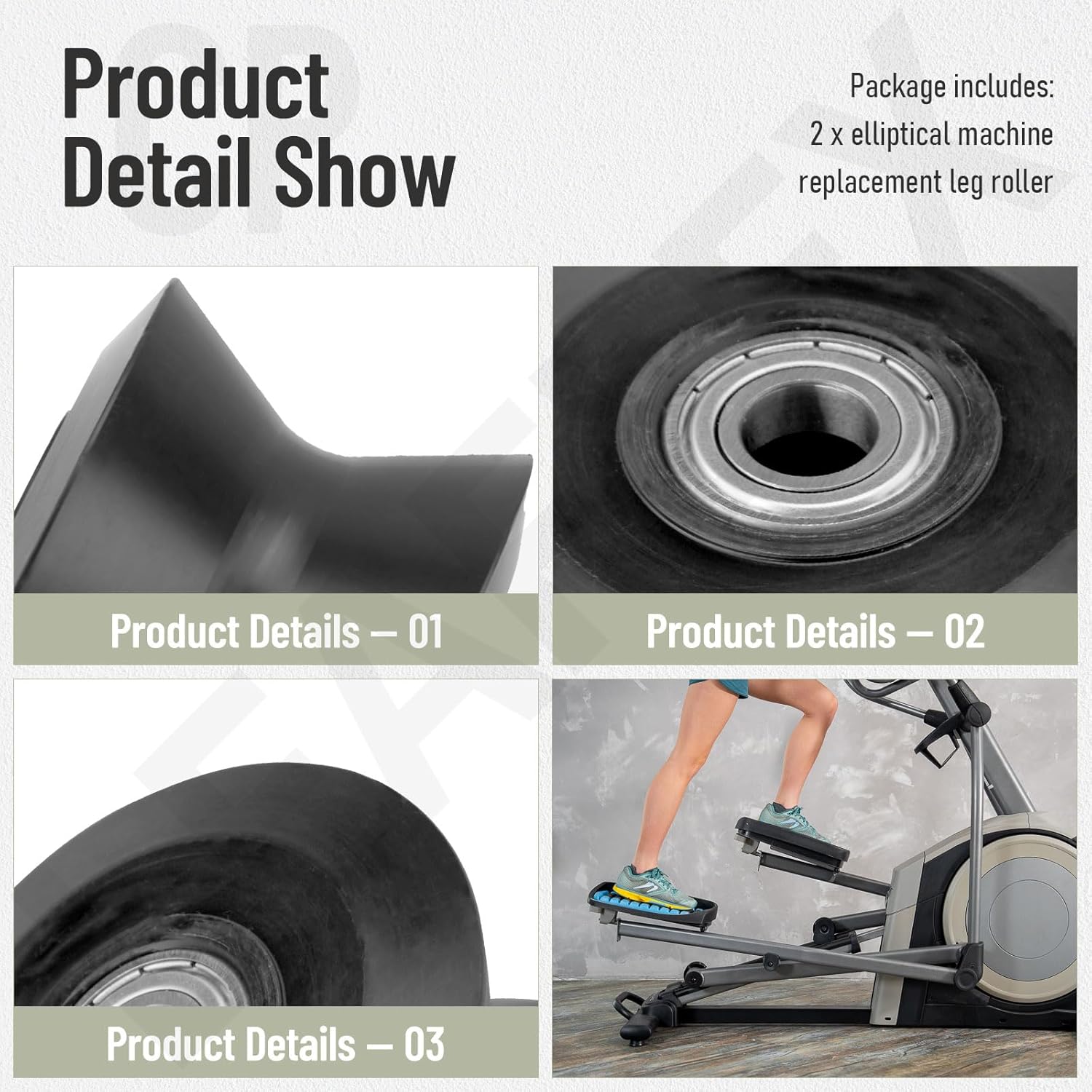 2 Pcs 238880 Elliptical Machine Replacement Leg Roller Compatible with Free-Spirit, Ree-bok (Icon) Models, It Can Reduce Friction, Improve The Smooth Mobility of The Pedal and Enhance Stability