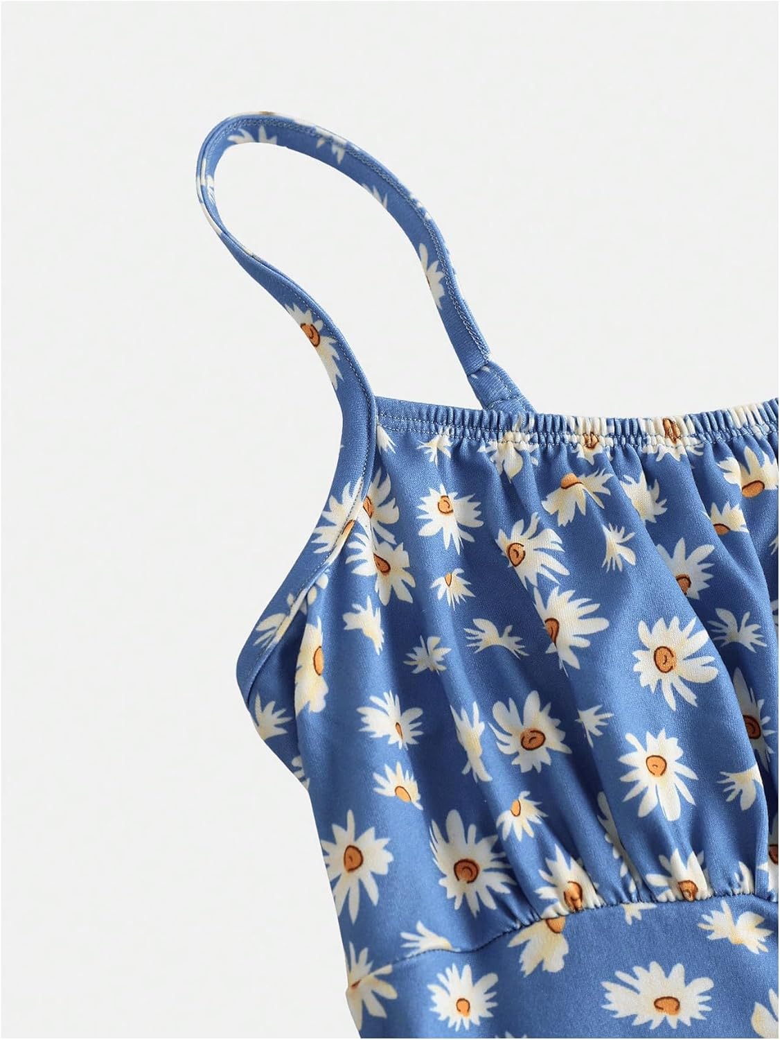 SHENHE Girl's Ditsy Floral Spaghetti Strap Dress Side Slit Summer Boho Vacation Midi Sundress - Image 4