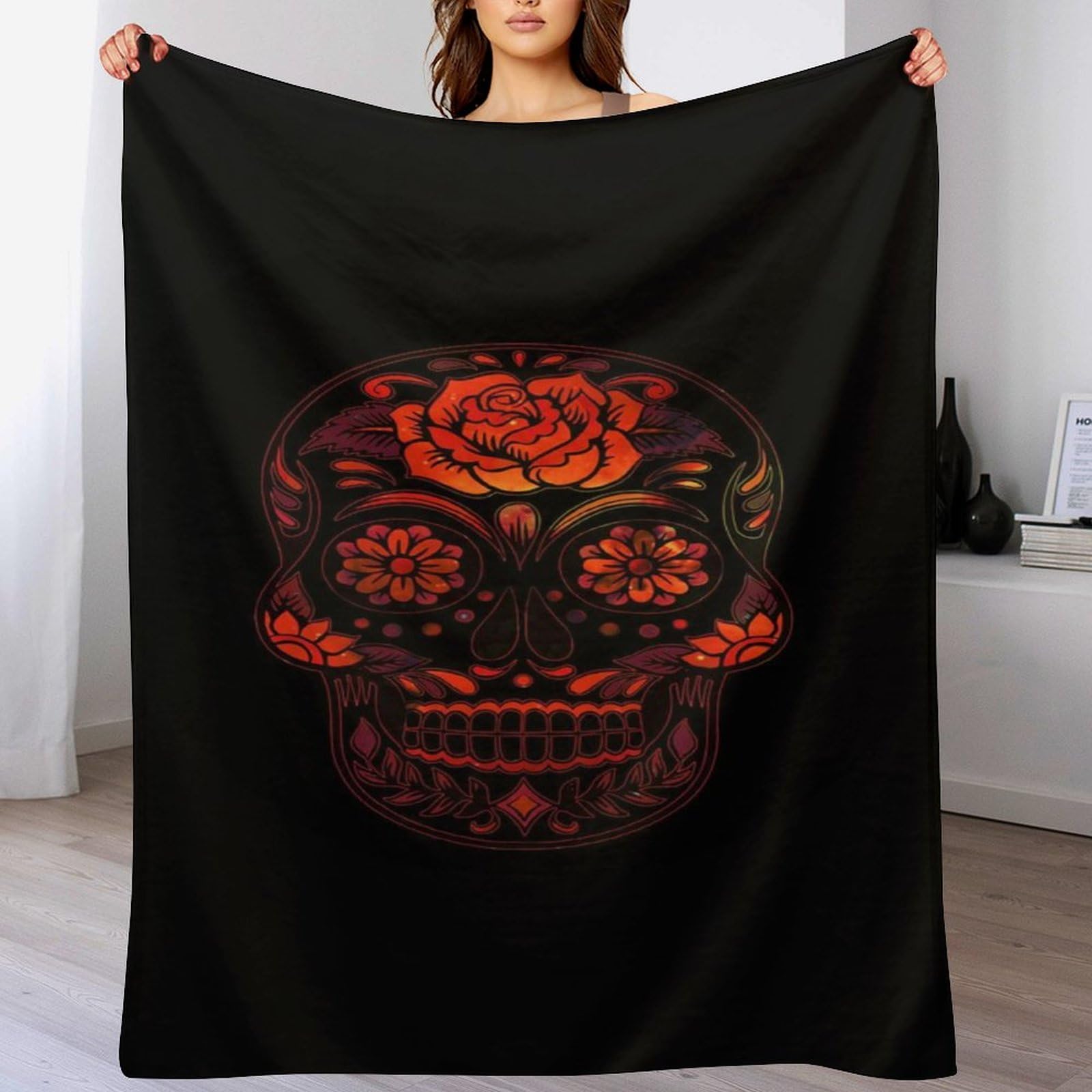 Couverture crâne plaid polaire doux et chaud 150x200cm jeté de lit canapé bébé