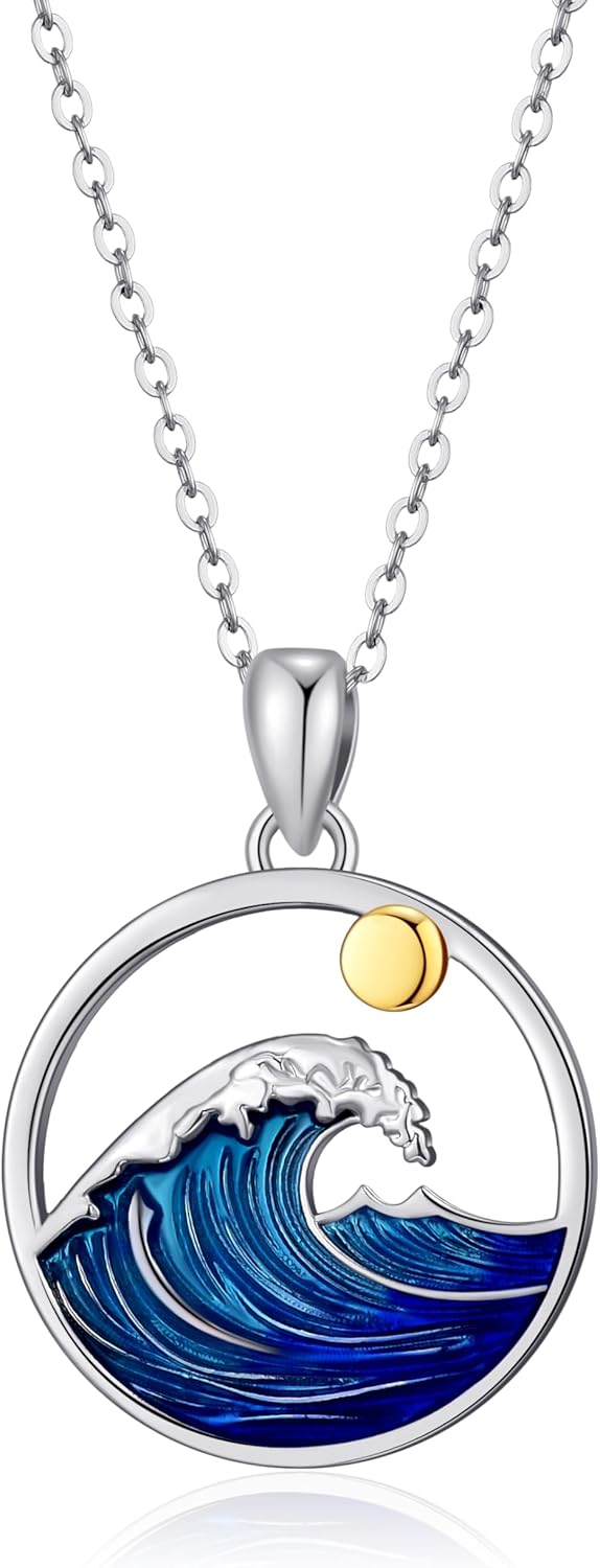 Wave Necklace Ocean Wave Necklace Beach Jewelry Gifts for Women Men