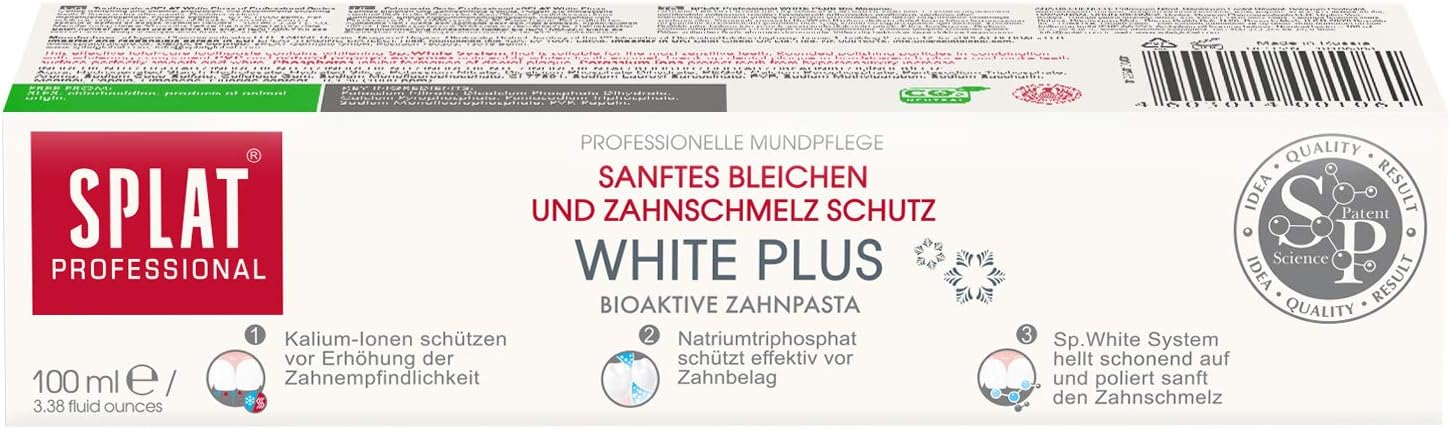 Professional Toothpaste Splat "White Plus". Safe Whitening and Enamel Protection.