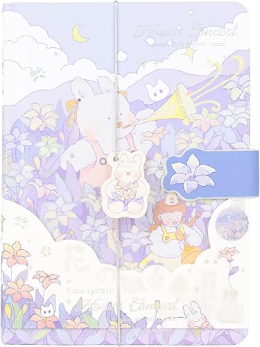 Zeph Hosea Lindo cuaderno de dibujos animados kawaii cuaderno de bocetos japonés cubierta de cuero, cuaderno de notas cuaderno de viaje (Y-morado)