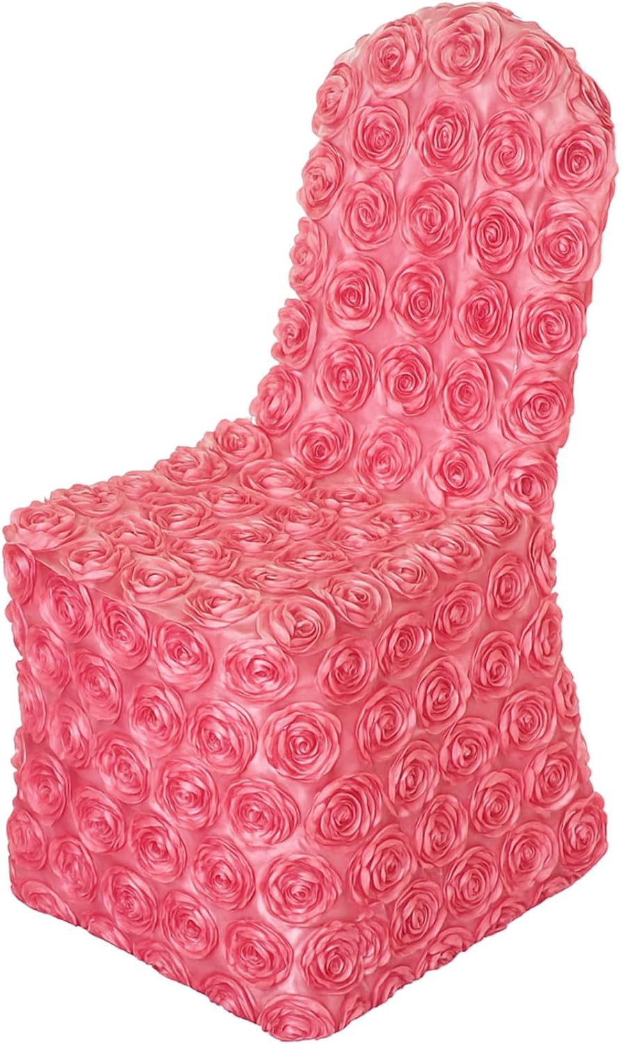 moukeren 1 pcs rosette throne chair cover satin rosette stretch banquet spandex fitted chair cover for wedding party banquet catering (pink) pink 1