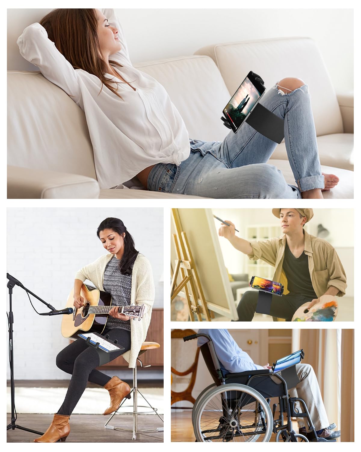 Pilot Kneeboard für iPad, iPhone [Eingebaute Metallplatte] iPad Kniebrett für Piloten, Gitarre, Rollstuhlfahrer, Musiker, Maler, kompatibel mit iPad Pro 12.9, Mini, 4-13 Zoll Tablet Telefon