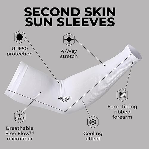 Miniatura 69 de Mangas de brazo de protección solar UV para hombres y mujeres, manga de enfriamiento de compresión deportiva UPF 50, base de cáncer de piel