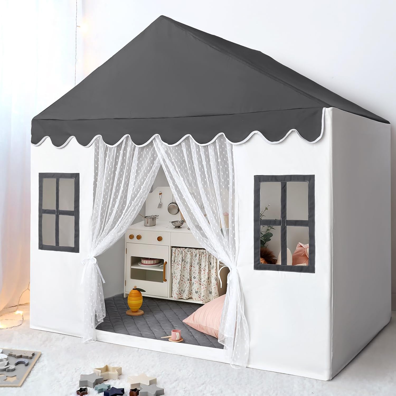 Avrsol Kids Play Tent with Padded Mat - Large Indoor Playhouse for Toddlers Boys Girls, Imaginative Birthday Gift Toy House