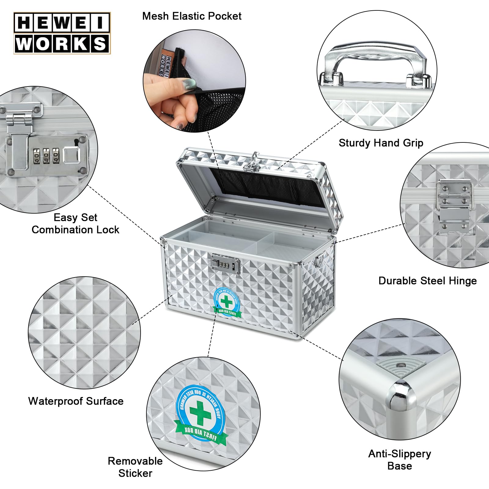 Boîte à médicaments avec combinaison – Boîte de rangement verrouillable pour médicaments – Boîte de rangement de sécurité – Organisateur médical – Boîte de verrouillage multifonction pour