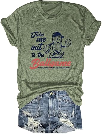 YourTees Take Me Out to The Ballgame Womens T-Shirt - Perfect for Baseball Lovers