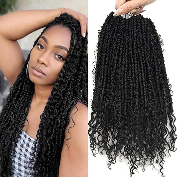 Passion Twist Crochet Hair 24 inch 8 Pack Pretwisted Passion Hair with Curly ends, Black Pre-looped Braided Crochet Boho Short Passion Twist Braided Hair for Women Twist Hair Extensions