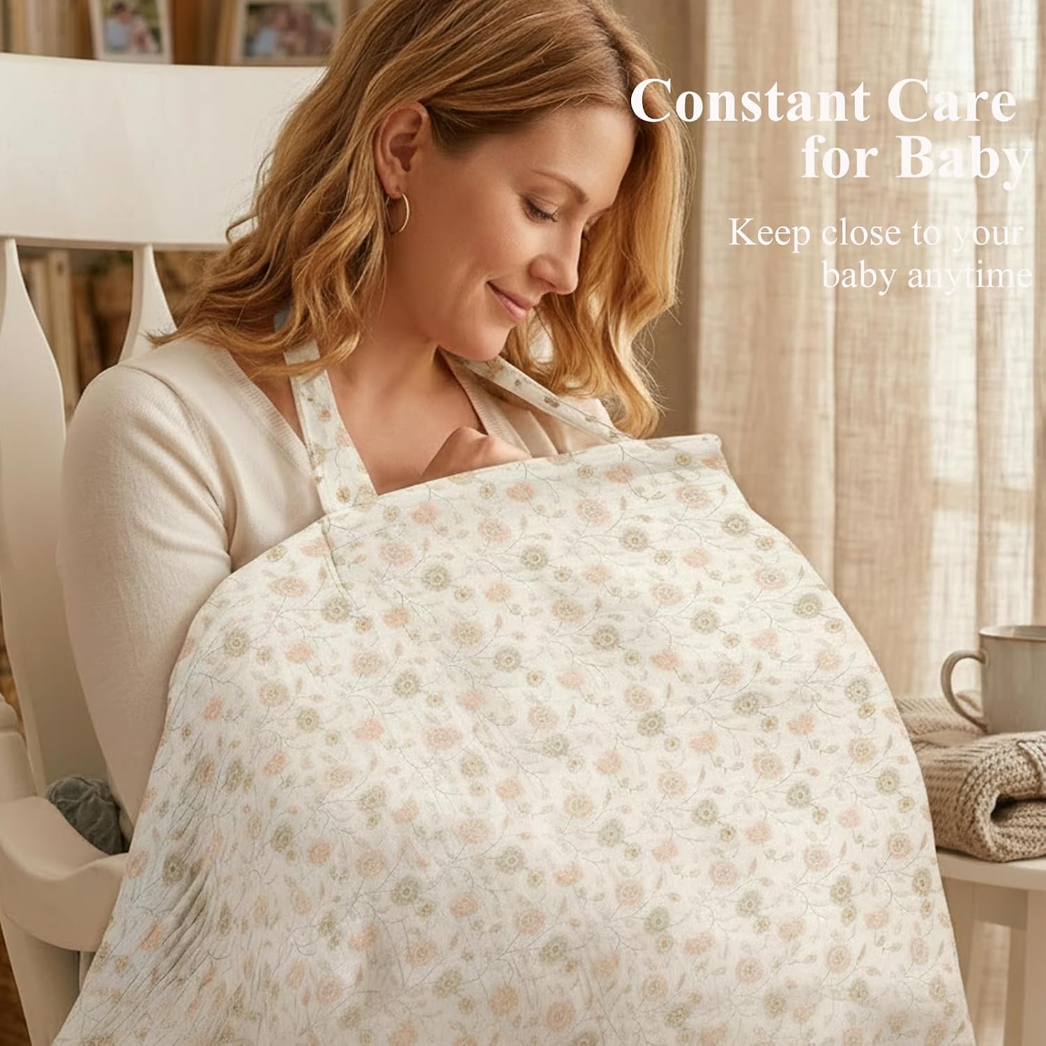 2 Pack Muslin Nursing Cover - Lightweight Breathable Breastfeeding Cover - Soft Stretchy Unisex Nursing Apron Cover for Outdoor Public Breastfeeding Protection - Matcha & Floral
